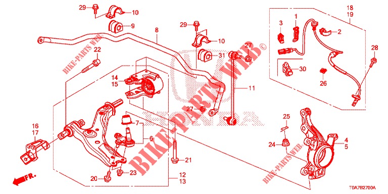 ARTICULATION AVANT pour Honda CR-V DIESEL 2.2 DIESEL ELEGANCE L 5 Portes 6 vitesses manuelles 2013