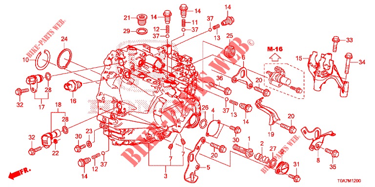 BOITE DE VITESSES (DIESEL) (2.2L) pour Honda CR-V DIESEL 2.2 DIESEL ELEGANCE L 5 Portes 6 vitesses manuelles 2013