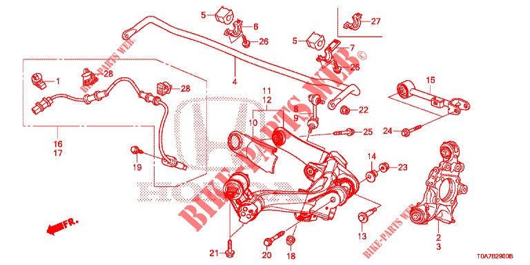 BRAS INFERIEUR ARRIERE pour Honda CR-V DIESEL 2.2 DIESEL ELEGANCE L 5 Portes 6 vitesses manuelles 2013