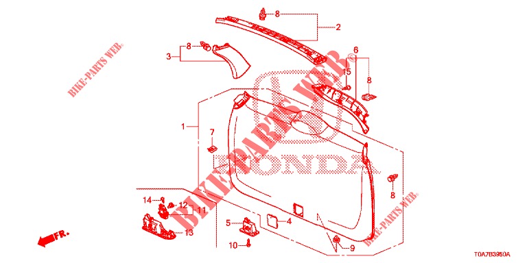 GARNITURE DE HAYON AR. pour Honda CR-V DIESEL 2.2 DIESEL ELEGANCE L 5 Portes 6 vitesses manuelles 2013