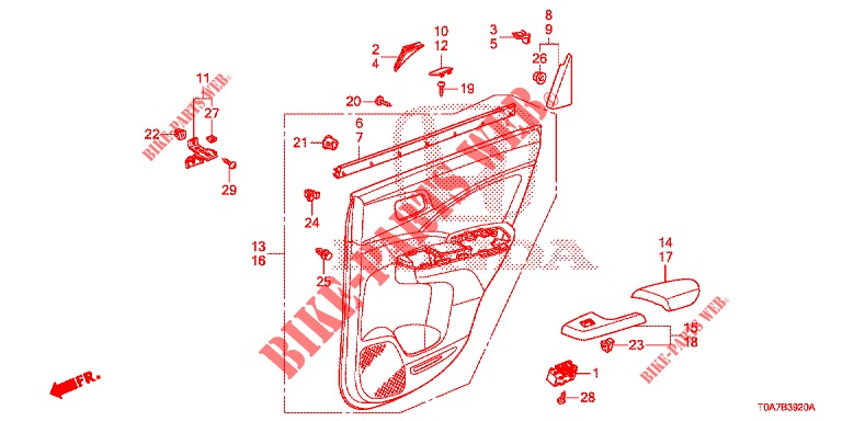 GARNITURE DE PORTE AR. pour Honda CR-V DIESEL 2.2 DIESEL ELEGANCE L 5 Portes 6 vitesses manuelles 2013