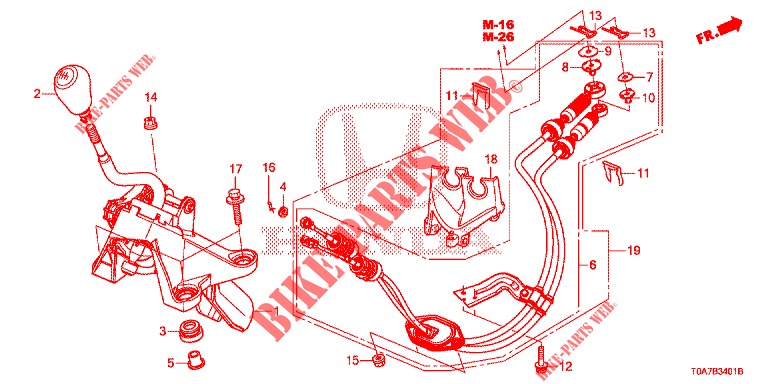 LEVIER DE SELECTION (DIESEL) pour Honda CR-V DIESEL 2.2 DIESEL ELEGANCE L 5 Portes 6 vitesses manuelles 2013
