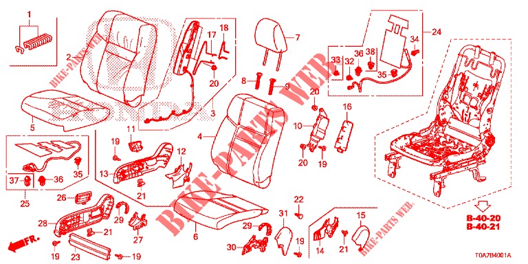 SIEGE AVANT (D.) pour Honda CR-V DIESEL 2.2 DIESEL ELEGANCE L 5 Portes 6 vitesses manuelles 2013
