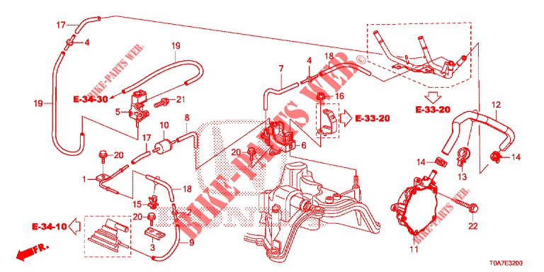 TUYAU D'INSTALLATION/POMPE A VIDE (DIESEL) (2.2L) pour Honda CR-V DIESEL 2.2 DIESEL ELEGANCE L 5 Portes 6 vitesses manuelles 2013