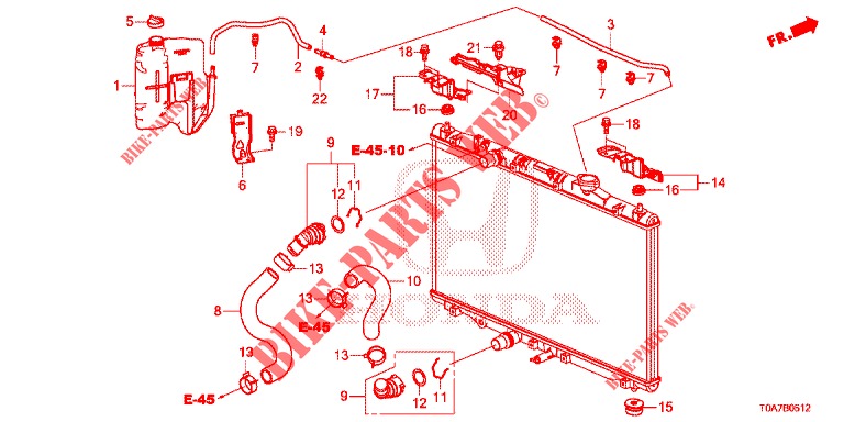 FLEXIBLE DE RADIATEUR/RESERVOIR DE RESERVE (3) pour Honda CR-V DIESEL 2.2 DIESEL ELEGANCE L 5 Portes 5 vitesses automatique 2013