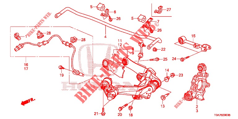 BRAS INFERIEUR ARRIERE pour Honda CR-V DIESEL 2.2 ELEGANCE 5 Portes 6 vitesses manuelles 2013
