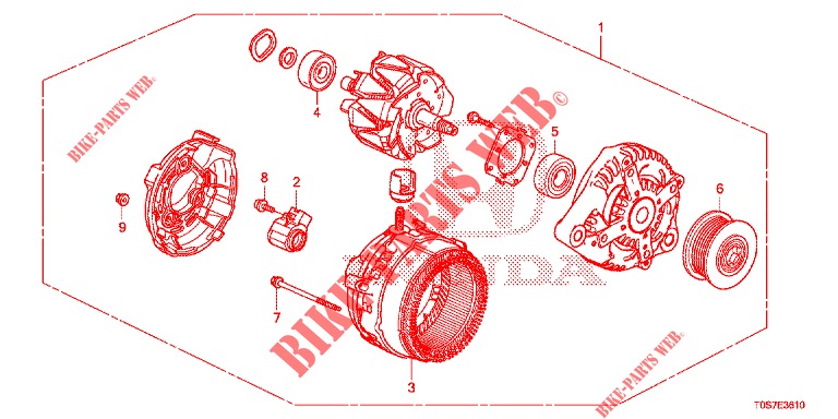 ALTERNATEUR (DENSO) (DIESEL) pour Honda CR-V DIESEL 1.6 EXECUTIVE NAVI 4WD 5 Portes 6 vitesses manuelles 2016