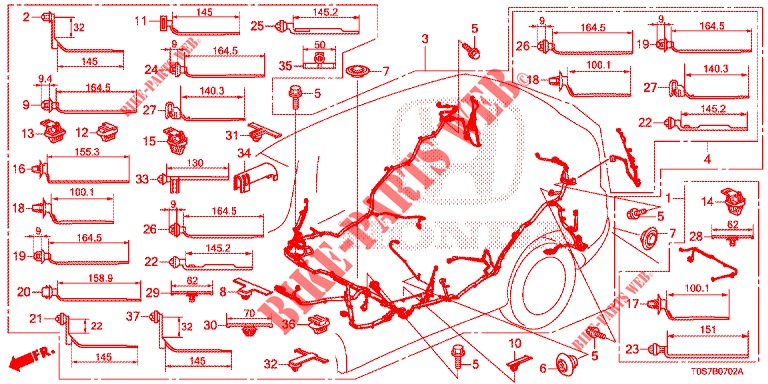 FAISCEAU DES FILS (LH) (3) pour Honda CR-V DIESEL 1.6 EXECUTIVE NAVI 4WD 5 Portes 6 vitesses manuelles 2016