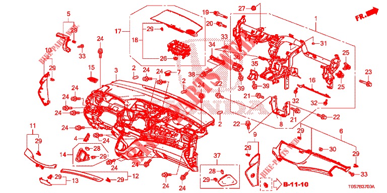 PANNEAU D'INSTRUMENT (LH) pour Honda CR-V DIESEL 1.6 EXECUTIVE NAVI 4WD 5 Portes 6 vitesses manuelles 2016