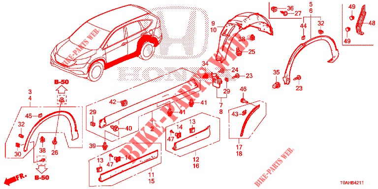 GARNITURE DE LONGRINE LATERALE/PROTECTION pour Honda CR-V DIESEL 1.6 ELEGANCE 5 Portes 6 vitesses manuelles 2017