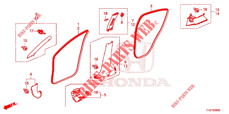 GARNITURE DE MONTANT pour Honda HR-V DIESEL 1.6 COMFORT 5 Portes 6 vitesses manuelles 2019