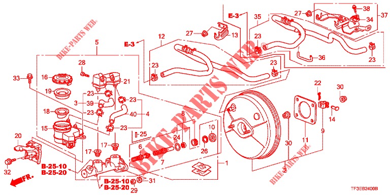 MAITRE CYLINDRE DE FREIN/ALIMENTATION PRINCIPALE (LH) pour Honda JAZZ 1.2 S 5 Portes 5 vitesses manuelles 2012
