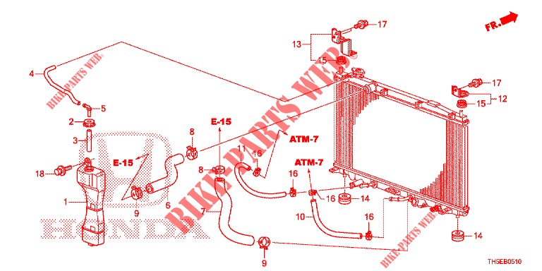 FLEXIBLE DE RADIATEUR/RESERVOIR DE RESERVE pour Honda JAZZ 1.4 ESH 5 Portes 5 vitesses manuelles 2014