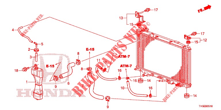 FLEXIBLE DE RADIATEUR/RESERVOIR DE RESERVE pour Honda JAZZ 1.4 ESL 5 Portes full automatique 2014