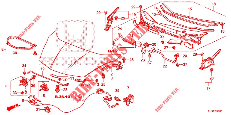 CAPOT MOTEUR (LH) pour Honda JAZZ 1.4 SPH 5 Portes 5 vitesses manuelles 2014