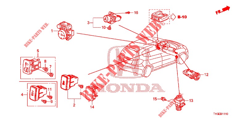 COMMUTATEUR (LH) pour Honda JAZZ 1.4 SPH 5 Portes 5 vitesses manuelles 2014