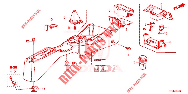 CONSOLE pour Honda JAZZ 1.4 SPH 5 Portes 5 vitesses manuelles 2014