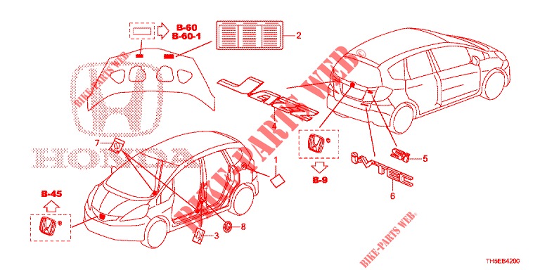 EMBLEME/ETIQUETTE DE PRECAUTIONS pour Honda JAZZ 1.4 SPH 5 Portes 5 vitesses manuelles 2014