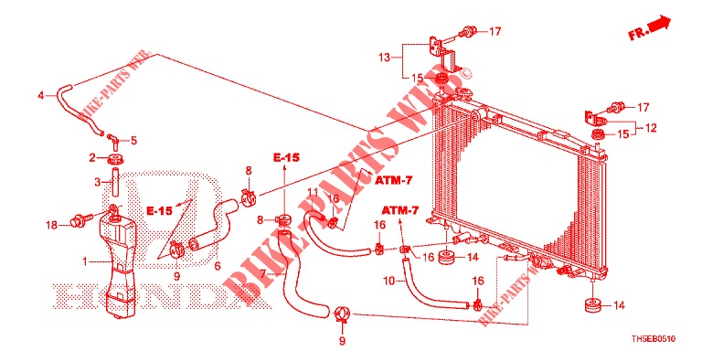 FLEXIBLE DE RADIATEUR/RESERVOIR DE RESERVE pour Honda JAZZ 1.4 SPH 5 Portes 5 vitesses manuelles 2014