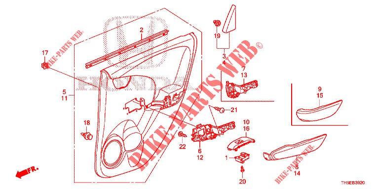 GARNITURE DE PORTE AR. pour Honda JAZZ 1.4 SPH 5 Portes 5 vitesses manuelles 2014