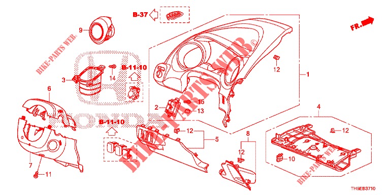 GARNITURE D'INSTRUMENT (COTE DE CONDUCTEUR) (LH) pour Honda JAZZ 1.4 SPH 5 Portes 5 vitesses manuelles 2014