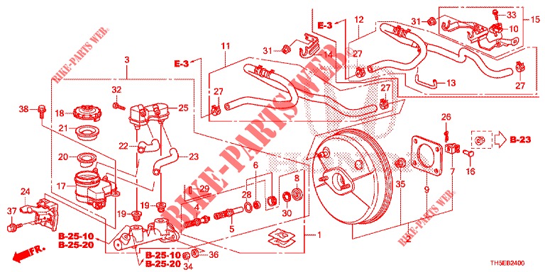 MAITRE CYLINDRE DE FREIN/ALIMENTATION PRINCIPALE (LH) pour Honda JAZZ 1.4 SPH 5 Portes 5 vitesses manuelles 2014