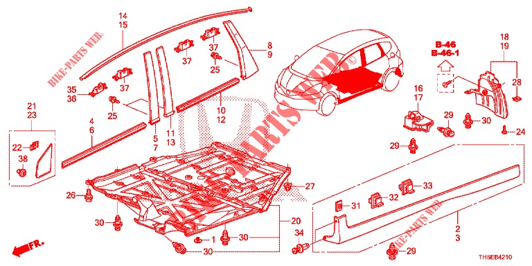 MOULAGE/PROTECTION pour Honda JAZZ 1.4 SPH 5 Portes 5 vitesses manuelles 2014
