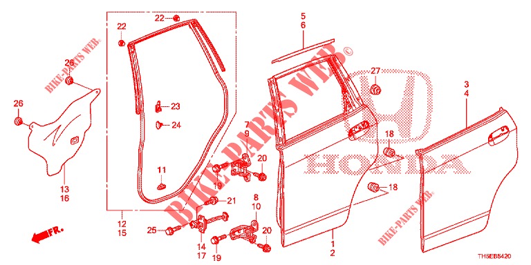 PANNEAU DE PORTE ARRIERE pour Honda JAZZ 1.4 SPH 5 Portes 5 vitesses manuelles 2014