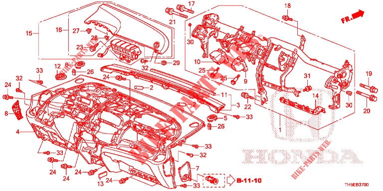 PANNEAU D'INSTRUMENT (LH) pour Honda JAZZ 1.4 SPH 5 Portes 5 vitesses manuelles 2014