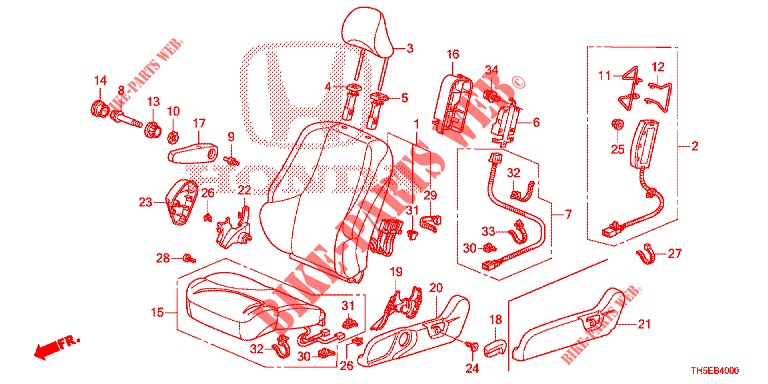 SIEGE AVANT (G.) (1) pour Honda JAZZ 1.4 SPH 5 Portes 5 vitesses manuelles 2014