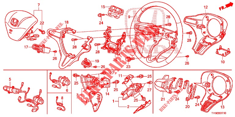 VOLANT DE DIRECTION pour Honda JAZZ 1.4 SPH 5 Portes 5 vitesses manuelles 2014