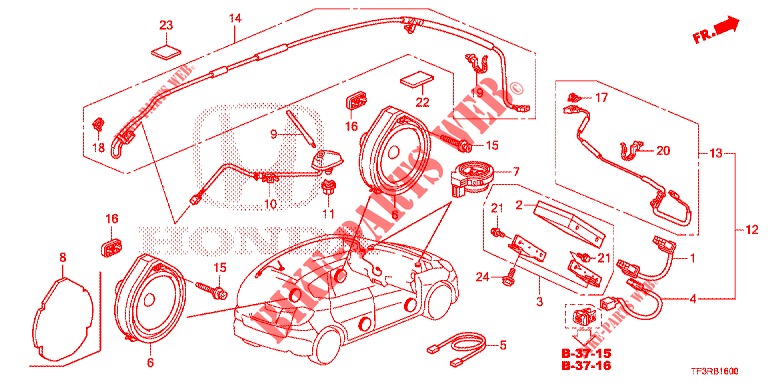 ANTENNE/HAUT PARLEUR pour Honda JAZZ 1.4 SH 5 Portes 5 vitesses manuelles 2015