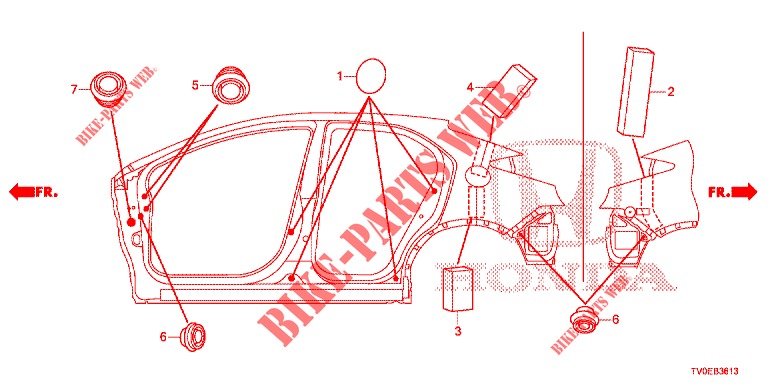 ANNEAU (LATERAL) pour Honda CIVIC DIESEL 1.6 EXECUTIVE 5 Portes 6 vitesses manuelles 2014