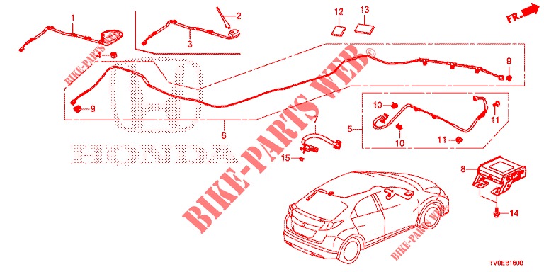 ANTENNE (LH) pour Honda CIVIC DIESEL 1.6 EXECUTIVE 5 Portes 6 vitesses manuelles 2014