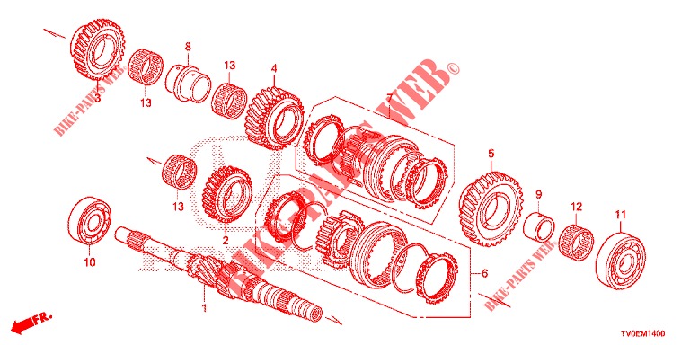 ARBRE PRINCIPAL (DIESEL) pour Honda CIVIC DIESEL 1.6 EXECUTIVE 5 Portes 6 vitesses manuelles 2014