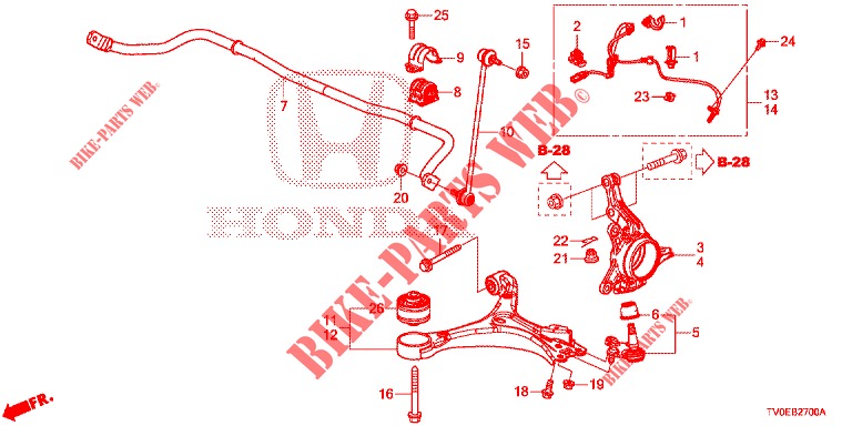ARTICULATION AVANT pour Honda CIVIC DIESEL 1.6 EXECUTIVE 5 Portes 6 vitesses manuelles 2014