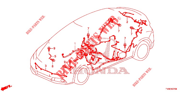 FAISCEAU DES FILS (3) (LH) pour Honda CIVIC DIESEL 1.6 EXECUTIVE 5 Portes 6 vitesses manuelles 2014