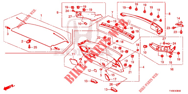 GARNITURE DE HAYON AR. pour Honda CIVIC DIESEL 1.6 EXECUTIVE 5 Portes 6 vitesses manuelles 2014