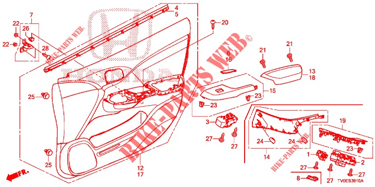 GARNITURE DE PORTE AVANT (LH) pour Honda CIVIC DIESEL 1.6 EXECUTIVE 5 Portes 6 vitesses manuelles 2014