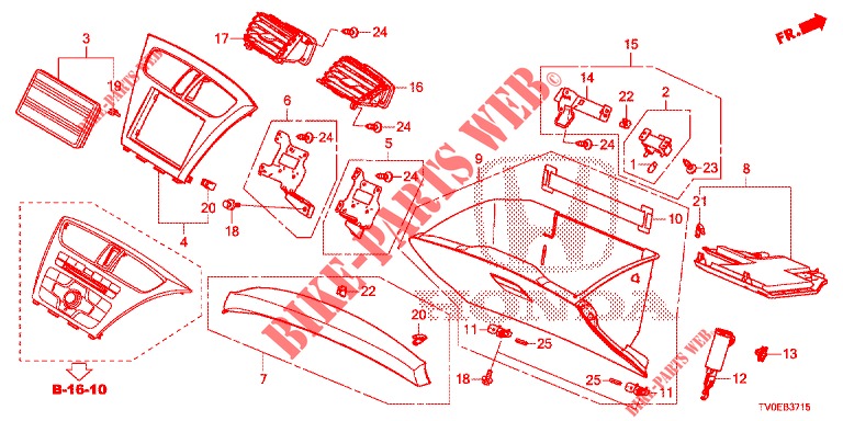 GARNITURE D'INSTRUMENT (COTE DE PASSAGER) (LH) pour Honda CIVIC DIESEL 1.6 EXECUTIVE 5 Portes 6 vitesses manuelles 2014