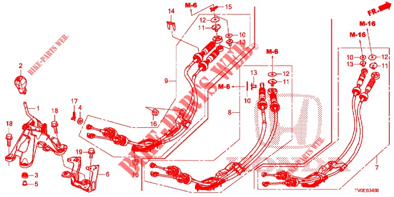 LEVIER DE SELECTION pour Honda CIVIC DIESEL 1.6 EXECUTIVE 5 Portes 6 vitesses manuelles 2014