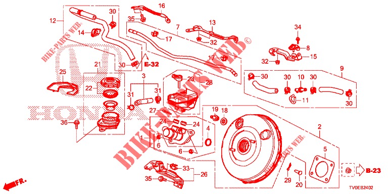 MAITRE CYLINDRE DE FREIN/ALIMENTATION PRINCIPALE (DIESEL) (LH) pour Honda CIVIC DIESEL 1.6 EXECUTIVE 5 Portes 6 vitesses manuelles 2014