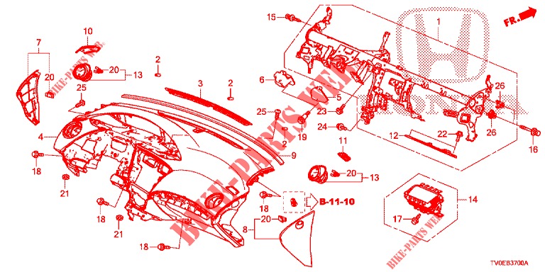 PANNEAU D'INSTRUMENT (LH) pour Honda CIVIC DIESEL 1.6 EXECUTIVE 5 Portes 6 vitesses manuelles 2014