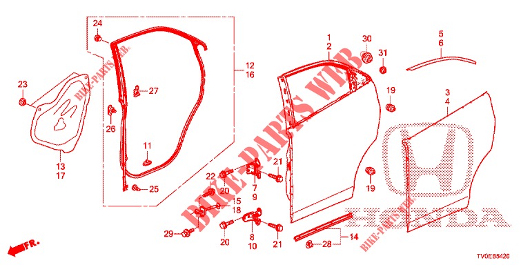 PANNEAUX PORTE ARRIERE pour Honda CIVIC DIESEL 1.6 EXECUTIVE 5 Portes 6 vitesses manuelles 2014