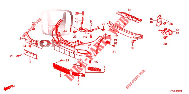 PARE CHOCS AVANT pour Honda CIVIC DIESEL 1.6 EXECUTIVE 5 Portes 6 vitesses manuelles 2014