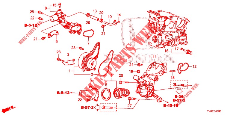 POMPE A EAU (DIESEL) pour Honda CIVIC DIESEL 1.6 EXECUTIVE 5 Portes 6 vitesses manuelles 2014