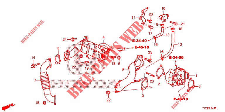 SOUPAPE RECIRC. GAZ      ECHAPP. BOUCLE BASSE     PRESSION (DIESEL) pour Honda CIVIC DIESEL 1.6 EXECUTIVE 5 Portes 6 vitesses manuelles 2014