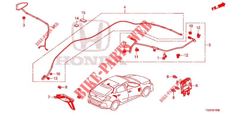 ANTENNE (LH) pour Honda CIVIC 1.5 SPORT NAVI 5 Portes 6 vitesses manuelles 2018