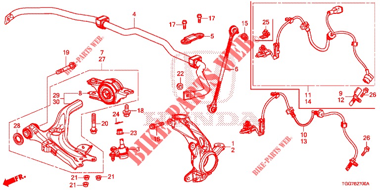 ARTICULATION AVANT pour Honda CIVIC 1.5 SPORT NAVI 5 Portes 6 vitesses manuelles 2018