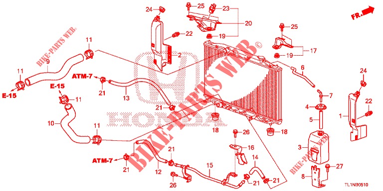 FLEXIBLE DE RADIATEUR/RESERVOIR DE RESERVE (2.0L) pour Honda ACCORD 2.0 S 4 Portes 5 vitesses automatique 2015